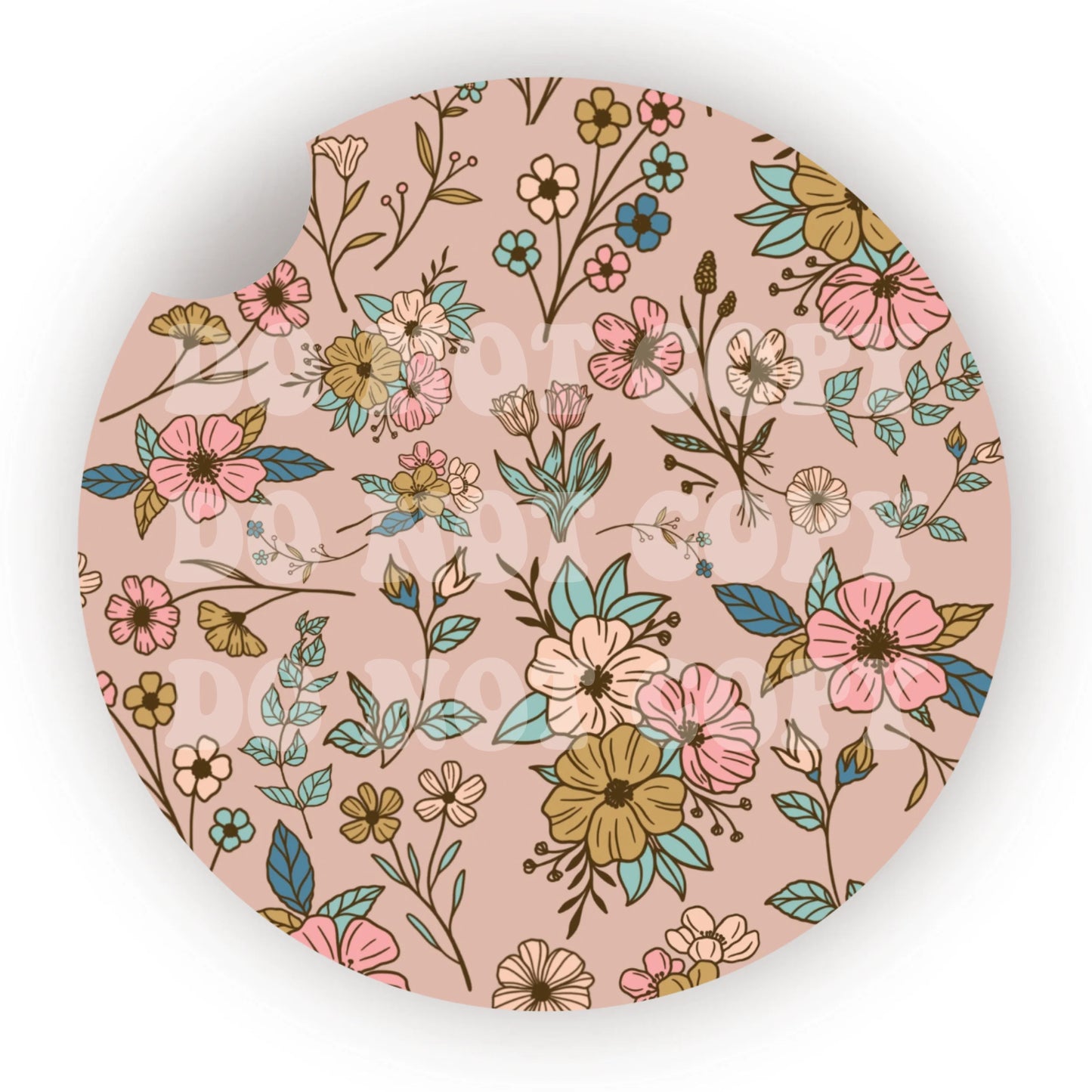 Boho Flowers Car Coaster- Set 2