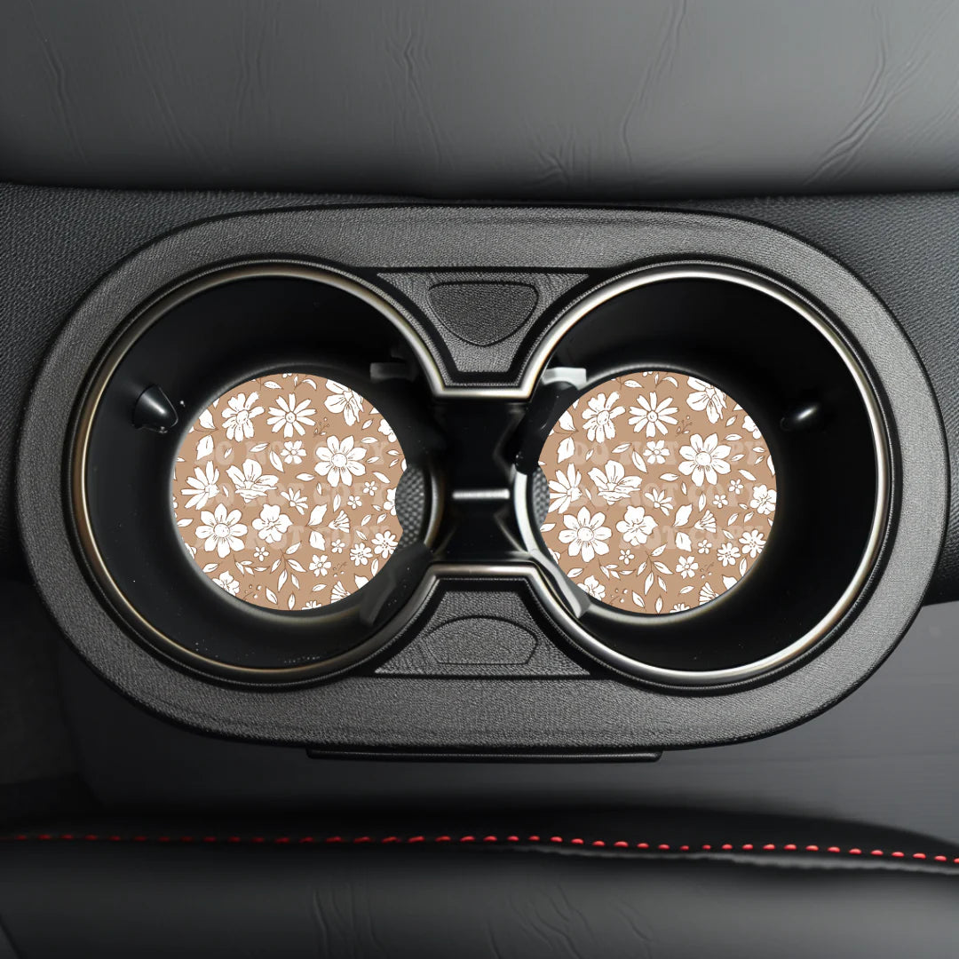 Boho Floral Car Coaster- Set 2