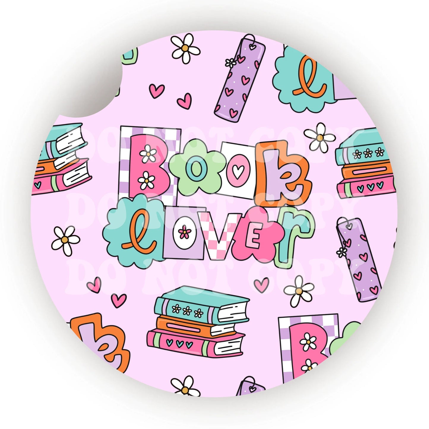 Retro Book Lover Car Coaster- Set 2