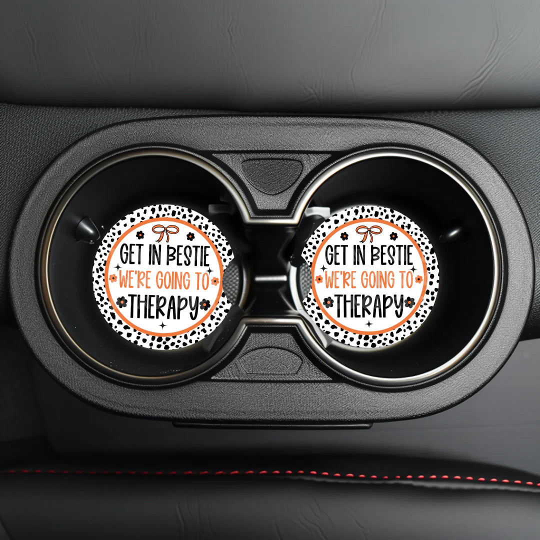 Get In Bestie Therapy Car Coaster- Set 2