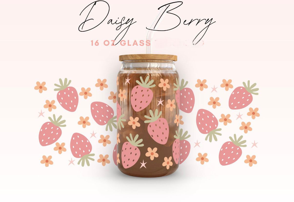 Daisy Berry 16oz Glass Cup