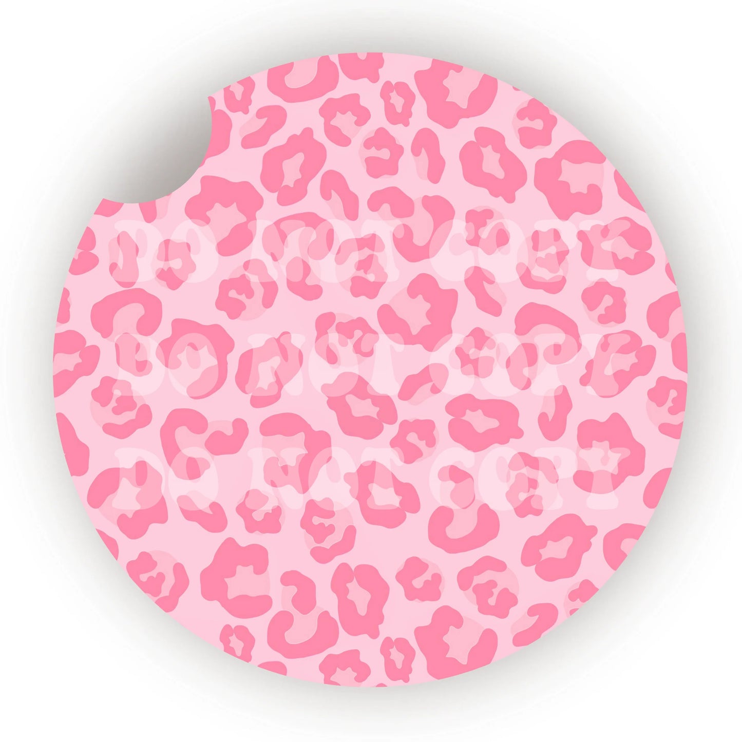 Light Pink Leopard Print Car Coaster- Set 2