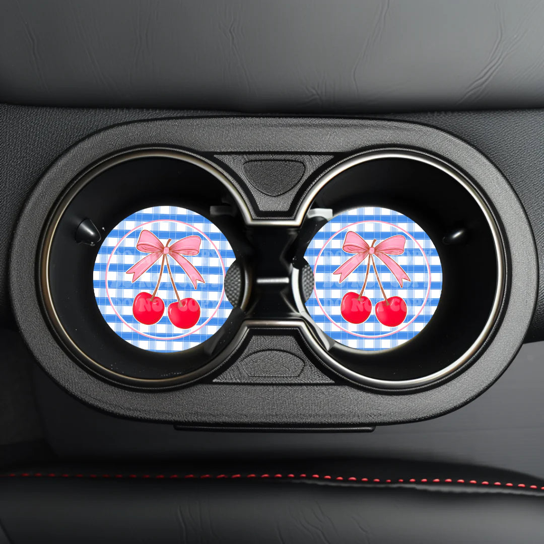 Coquette Cherries Car Coaster- Set 2