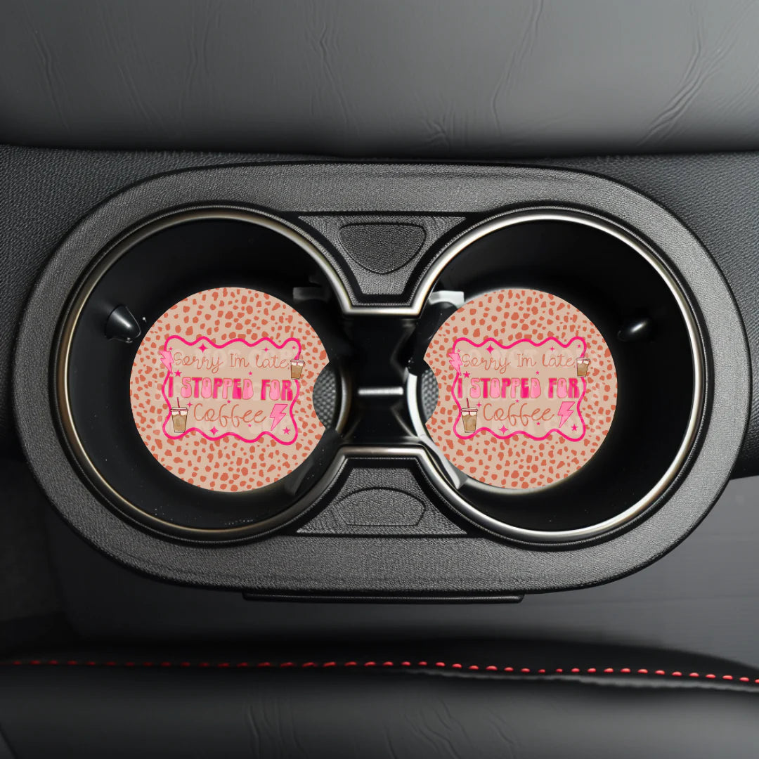 Sorry I’m Late Car Coaster- Set 2