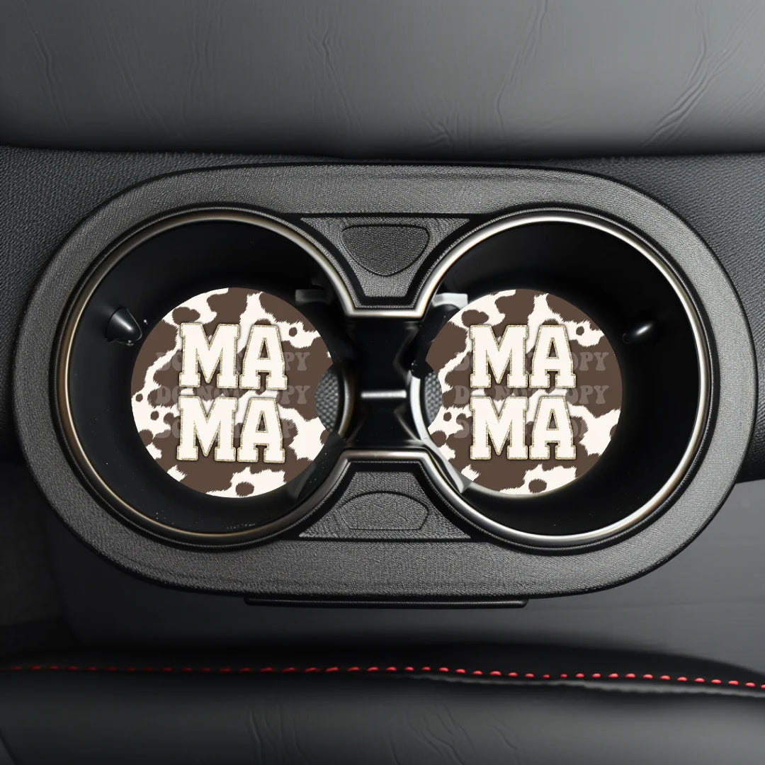 Cow Print Mama Car Coaster- Set 2