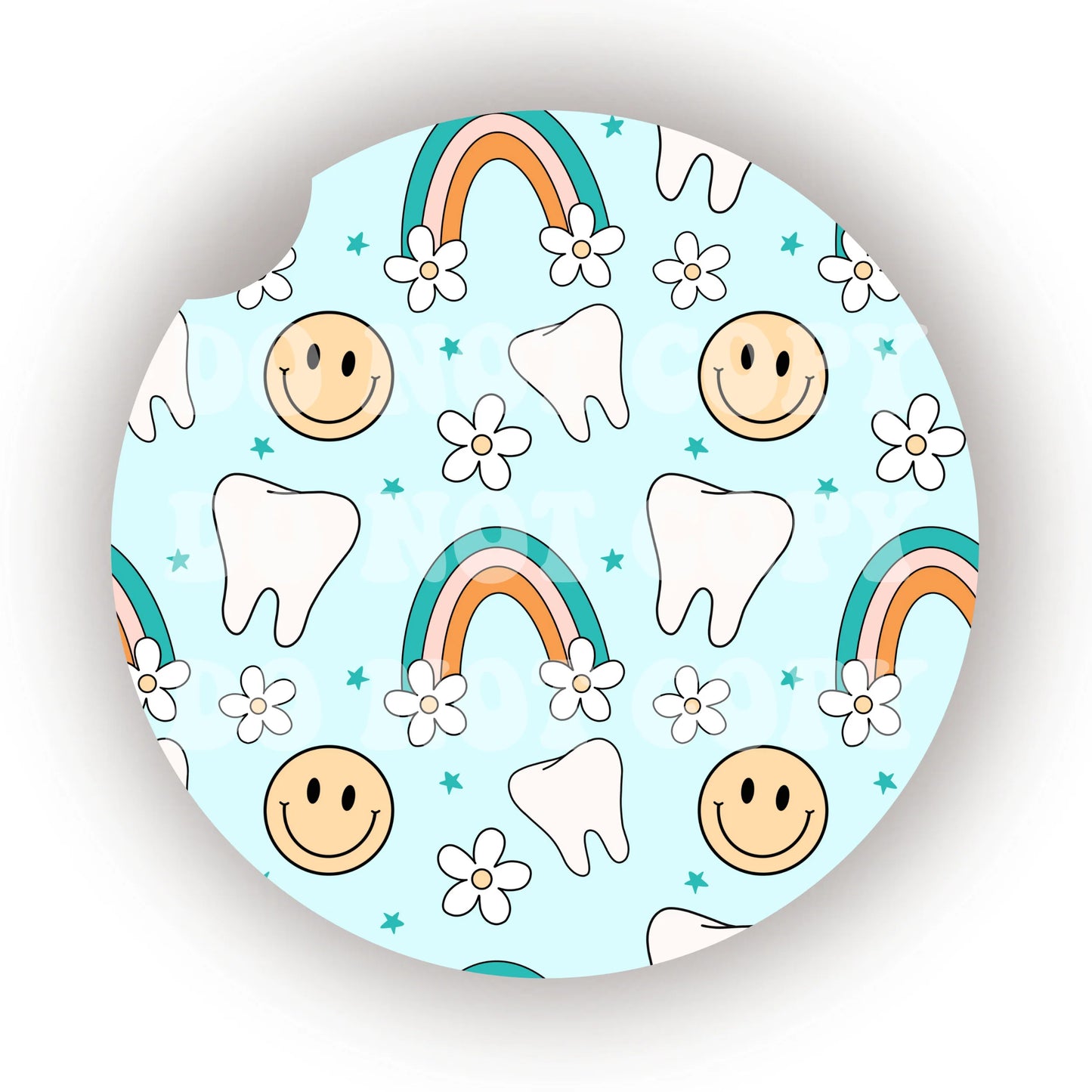 Dental Happy Face Car Coaster- Set 2