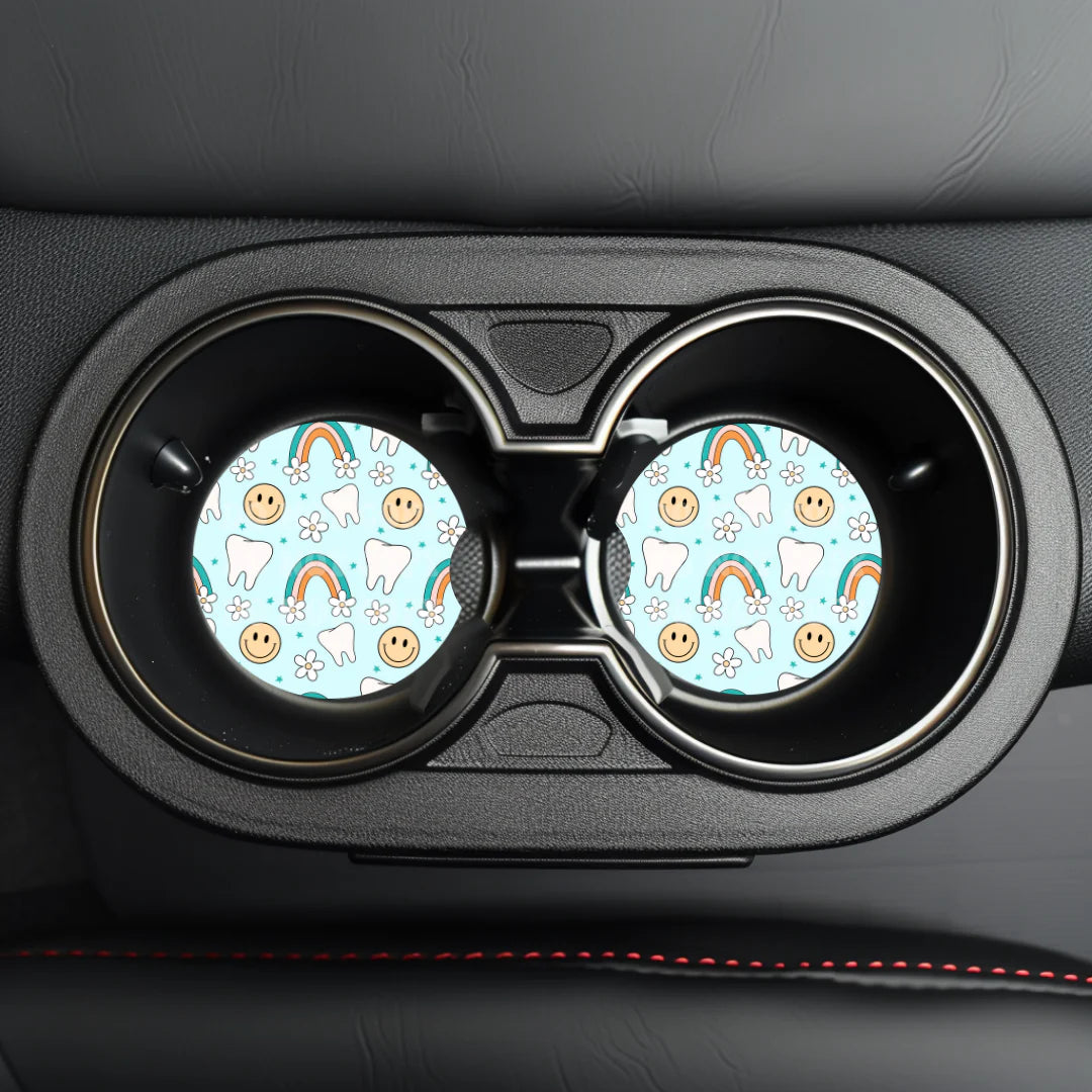 Dental Happy Face Car Coaster- Set 2