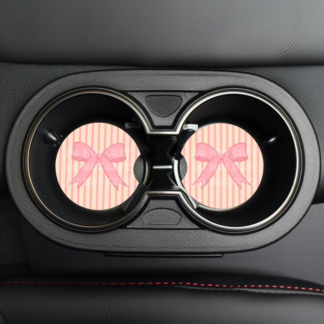 Pink Bow Car Coaster- Set 2