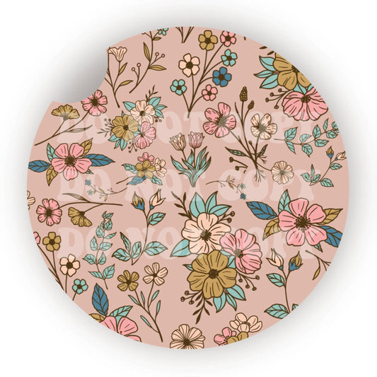 Boho Flowers Car Coaster- Set 2