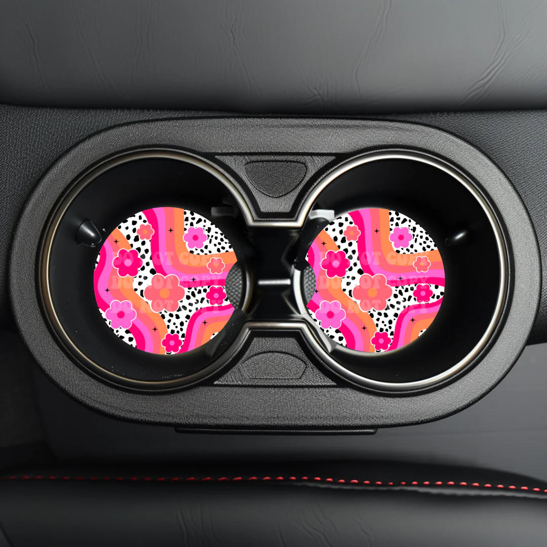 Groovy Flowers Car Coaster- Set 2