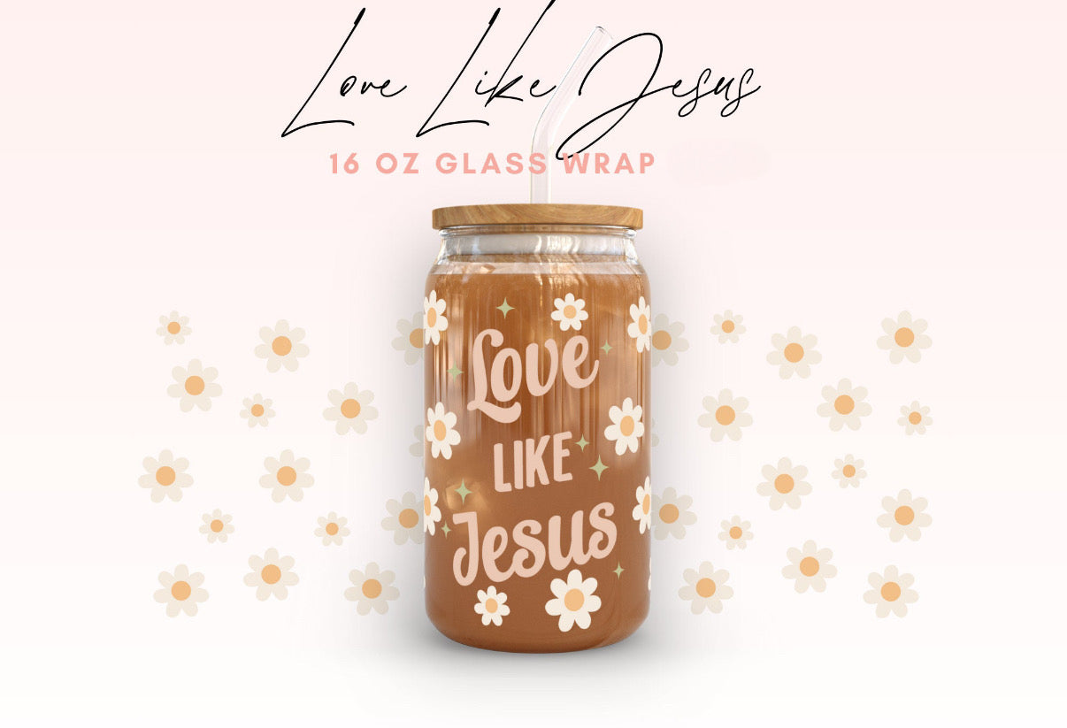 Love Like Jesus 16oz Glass Cup