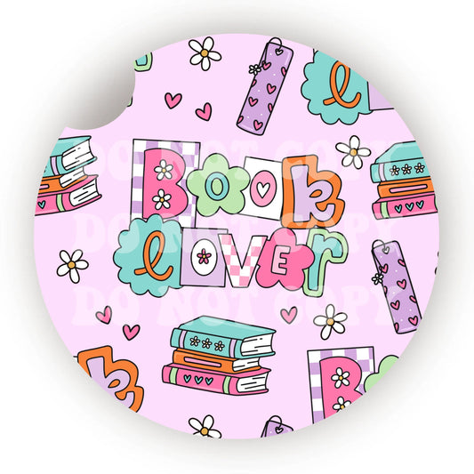 Retro Book Lover Car Coaster- Set 2