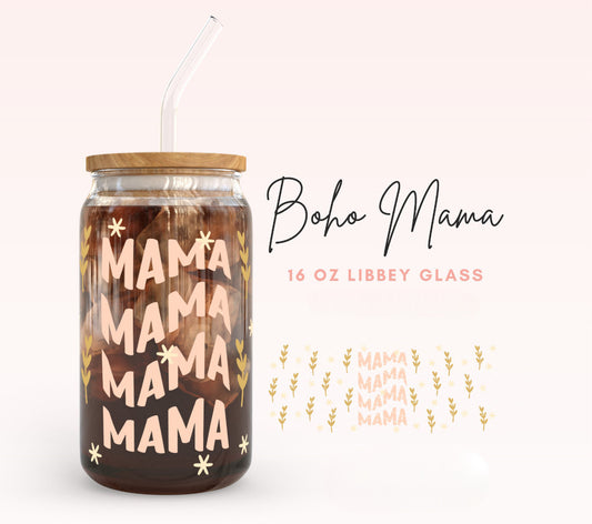 Boho Mama 16oz Glass Cup
