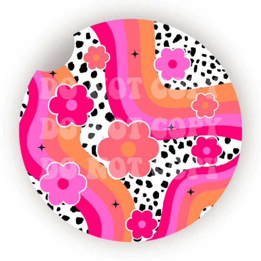 Groovy Flowers Car Coaster- Set 2