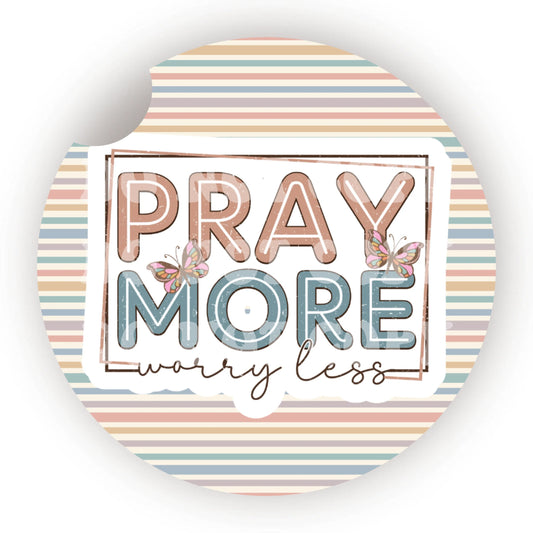 Pray More Worry Less Car Coaster- Set 2