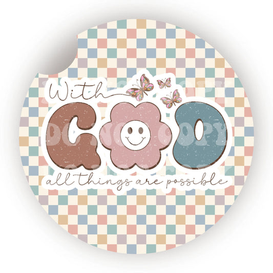 With God All Things Are Possible Car Coaster- Set 2