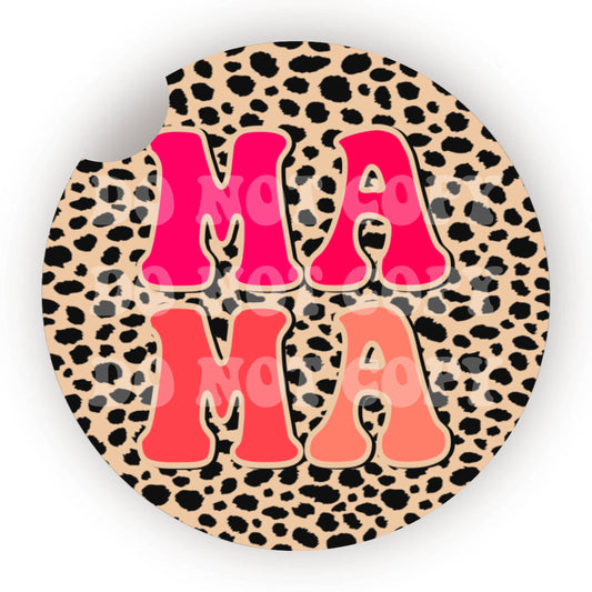 Leopard Print Mama Car Coaster- Set 2