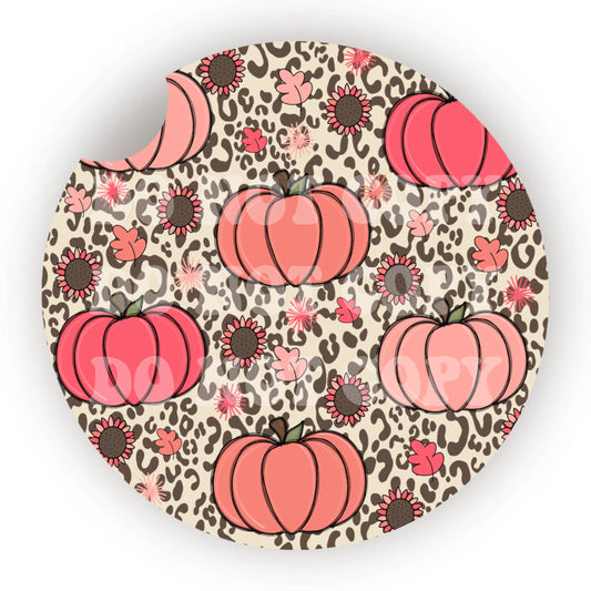 Leopard Print Pumpkin Car Coaster- Set 2