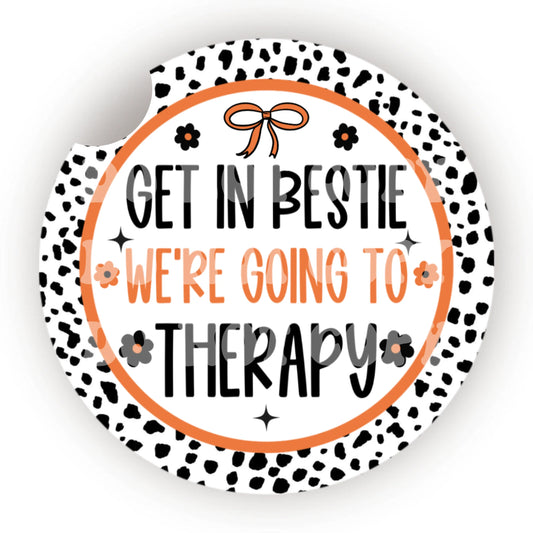 Get In Bestie Therapy Car Coaster- Set 2