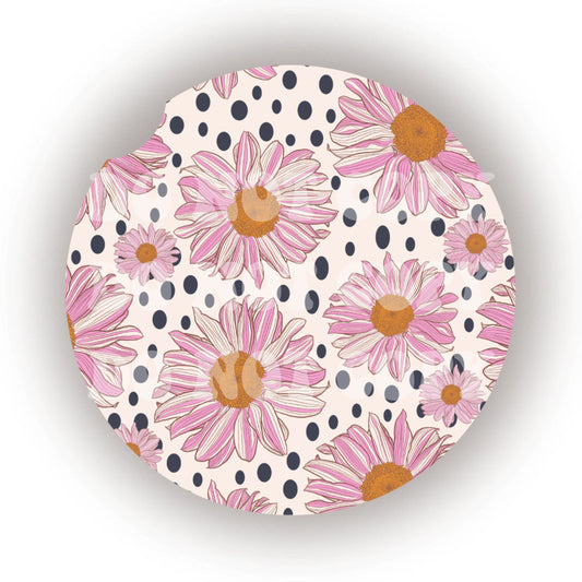 Polka Dot Daisies Car Coaster- Set 2