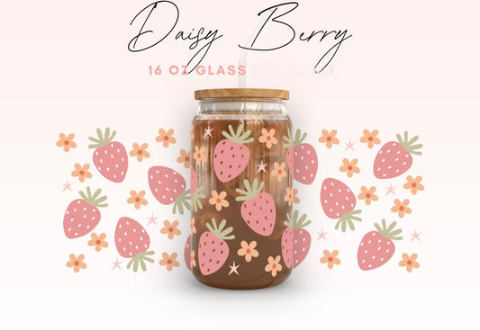 Daisy Berry 16oz Glass Cup