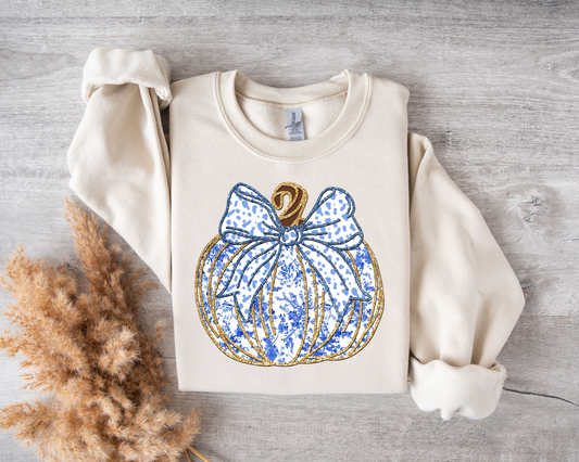 Glitter Blue Pumpkin Crewneck