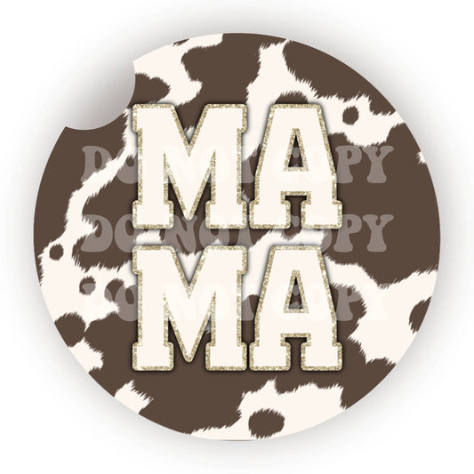 Cow Print Mama Car Coaster- Set 2