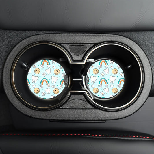 Dental Happy Face Car Coaster- Set 2
